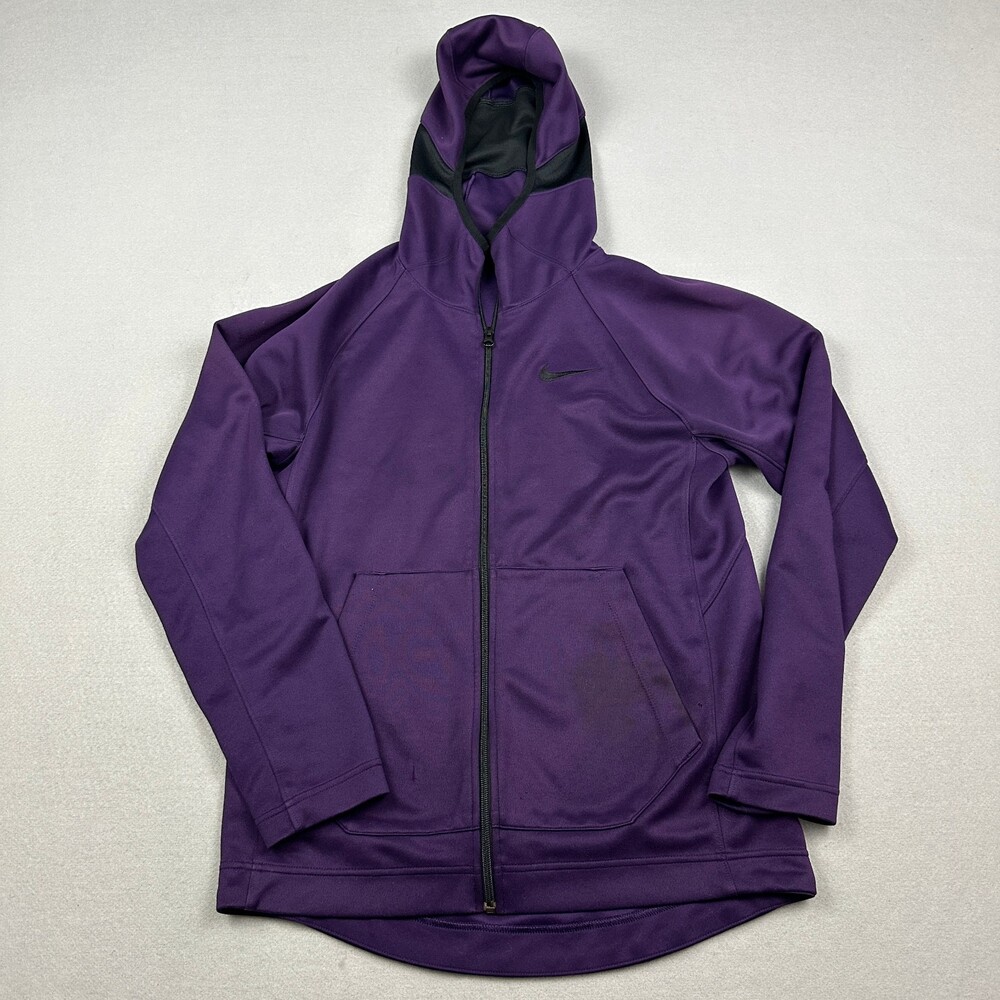 Nike Jacket Men Small Purple Solid Full Zip Dri-FIT Activewear Hoodie S *